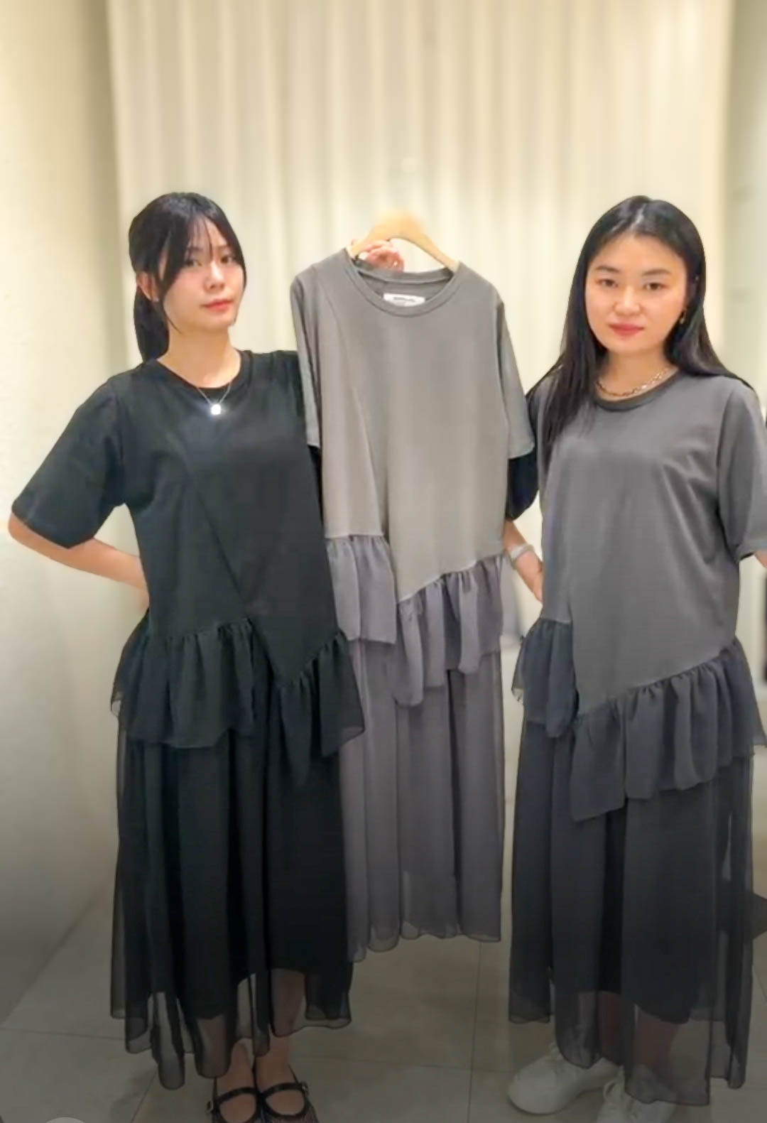 🥰PM_K8401   ▶️T-shirt拼接雪紡 洋裝 👉B:108cm W:cm H:130cm L:123cm