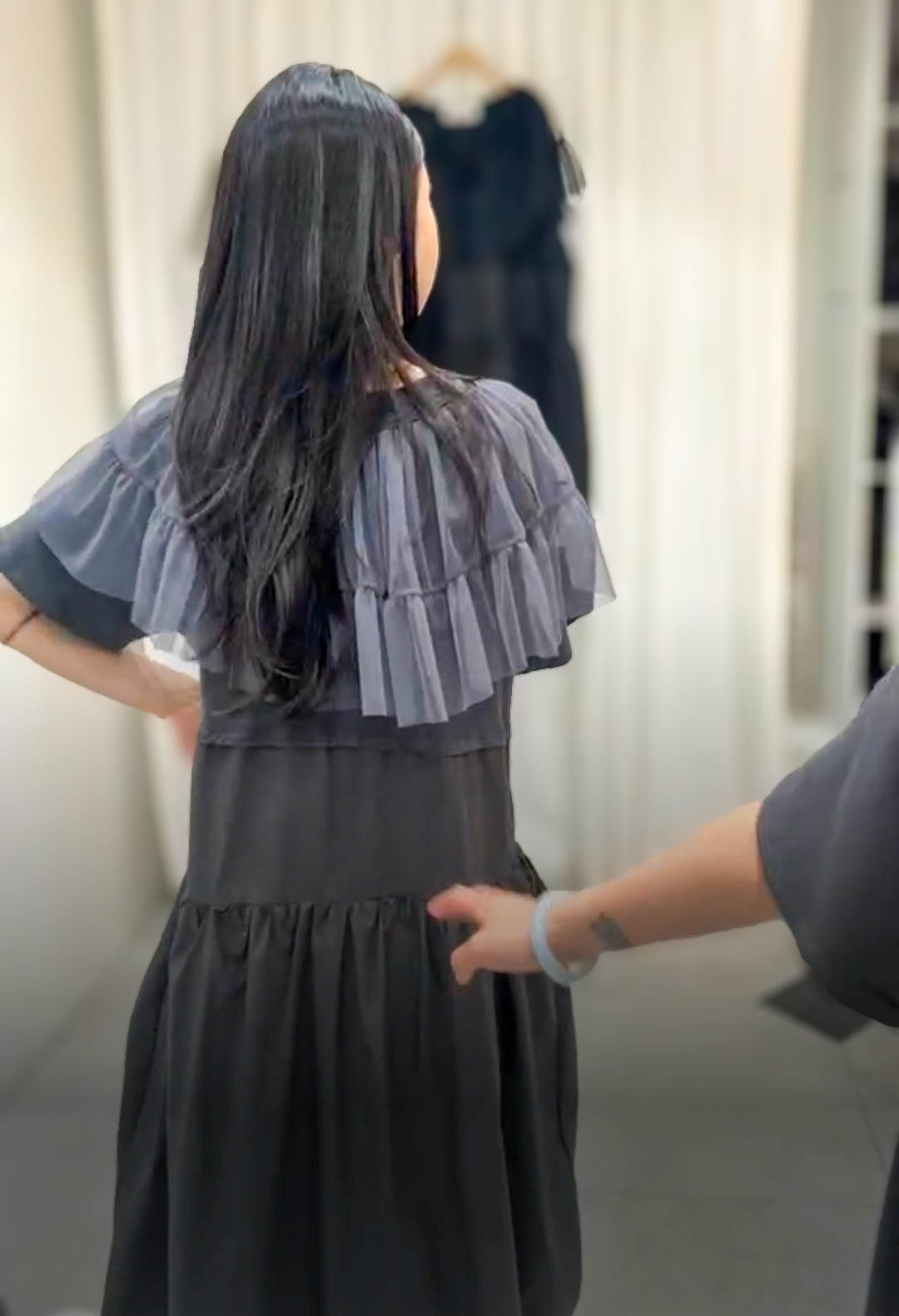 🥰PM_K8412   ▶️荷葉網紗 燈籠裙洋裝 👉B:122cm W:cm H:160cm L:118cm
