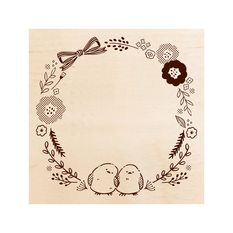 BEVERLY 方型木印章: TSW-154 長尾山雀與花環