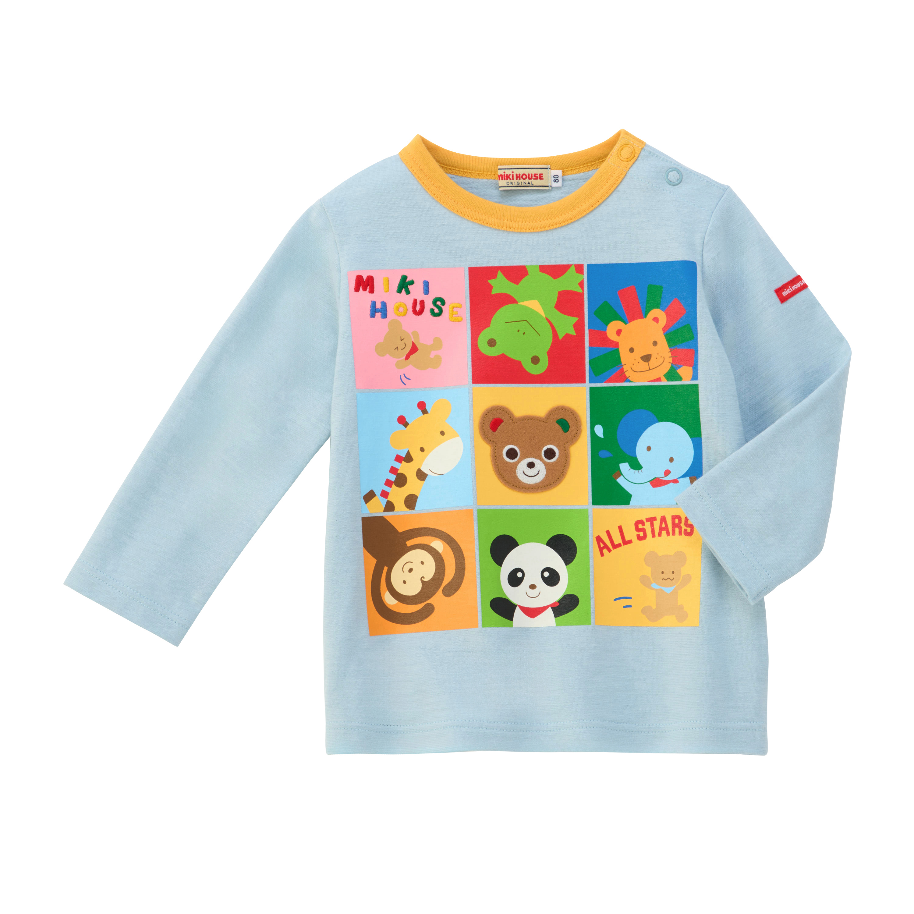 MIKI HOUSE FRIENDS全明星長袖T恤-淺藍