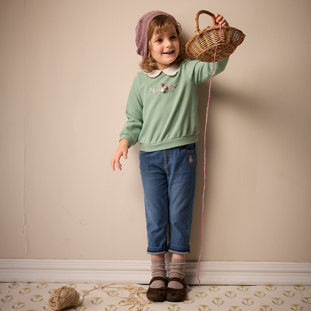 PIPPY 休閒彈性棉仿牛仔長褲 藍