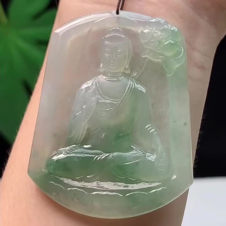 翡翠冰種飄花阿彌陀佛,天然翡翠A玉, 緬甸玉, Jade, Jadeite