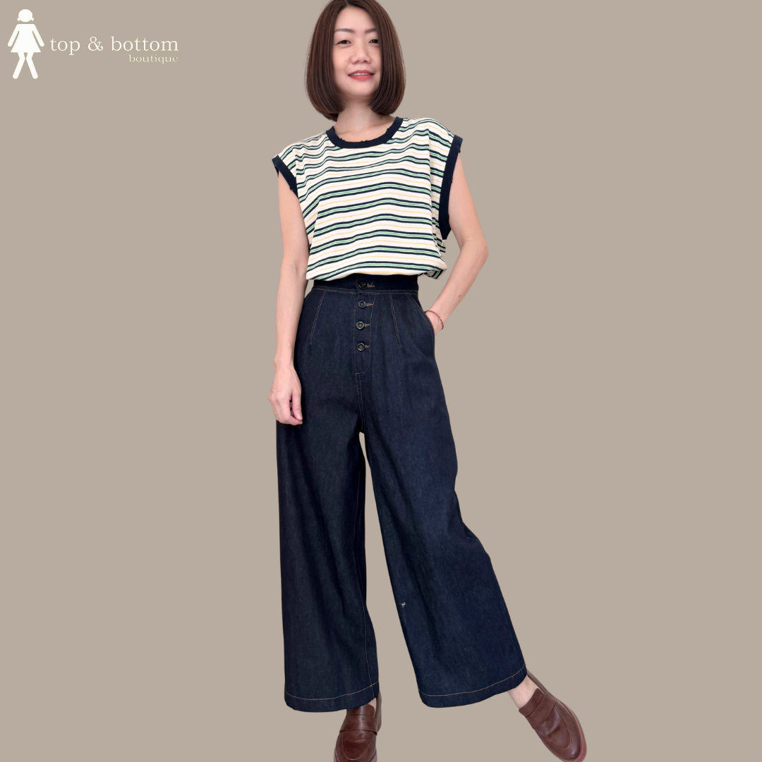 V SLEEVE STRIPED CASUAL BLOUSE