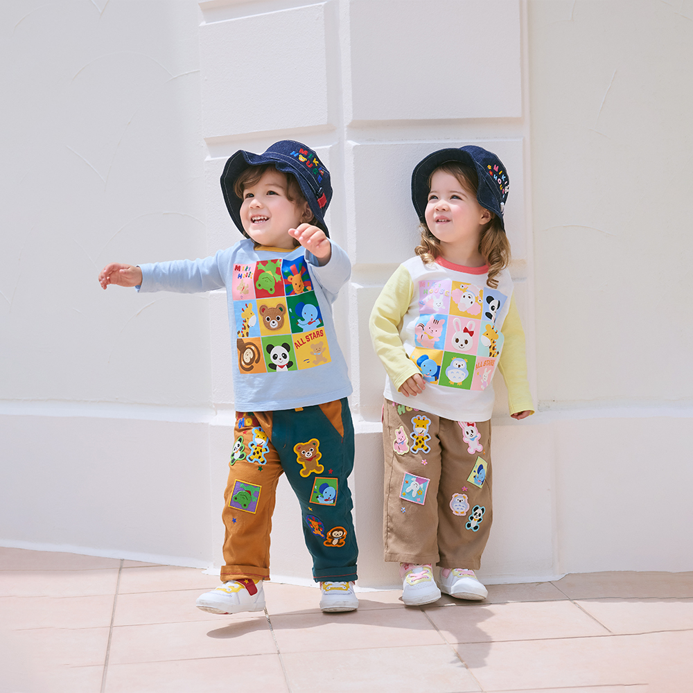 MIKI HOUSE FRIENDS全明星長袖T恤-淺藍