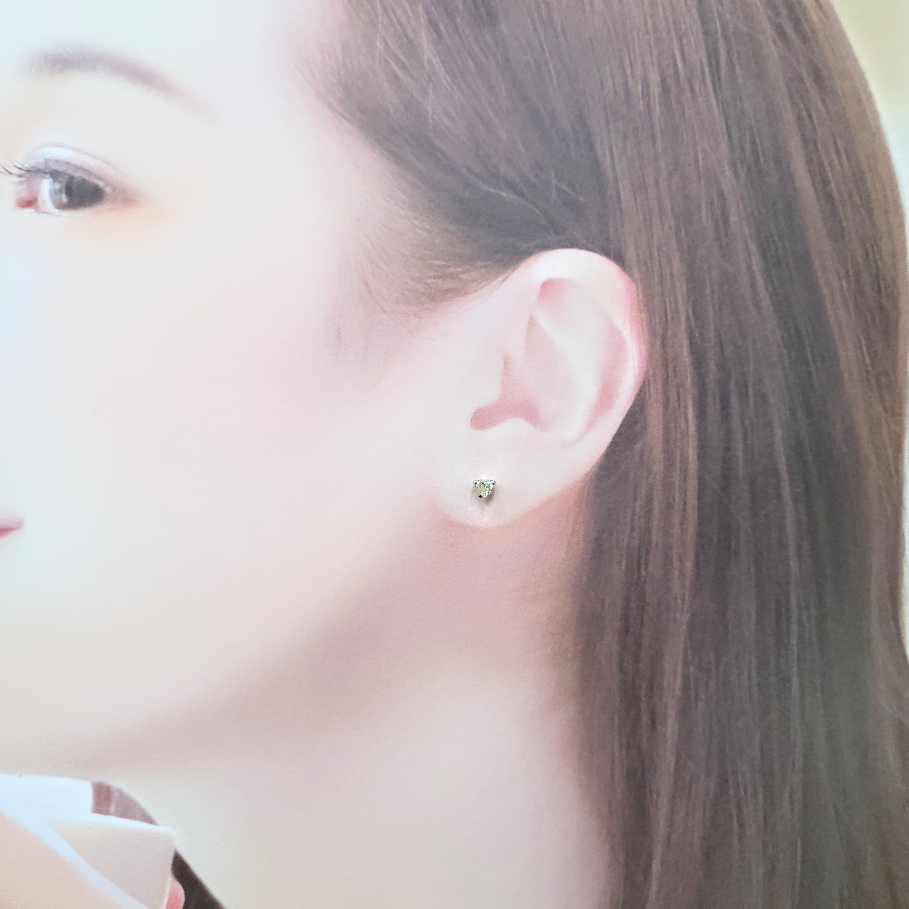 全新18K白金【主石37份心形鑽石】耳環