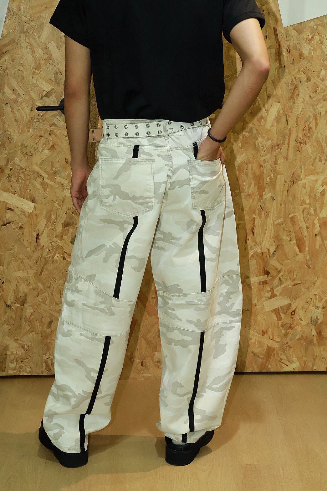 設計後線條 摺痕 雙色 迷彩 #牛仔褲