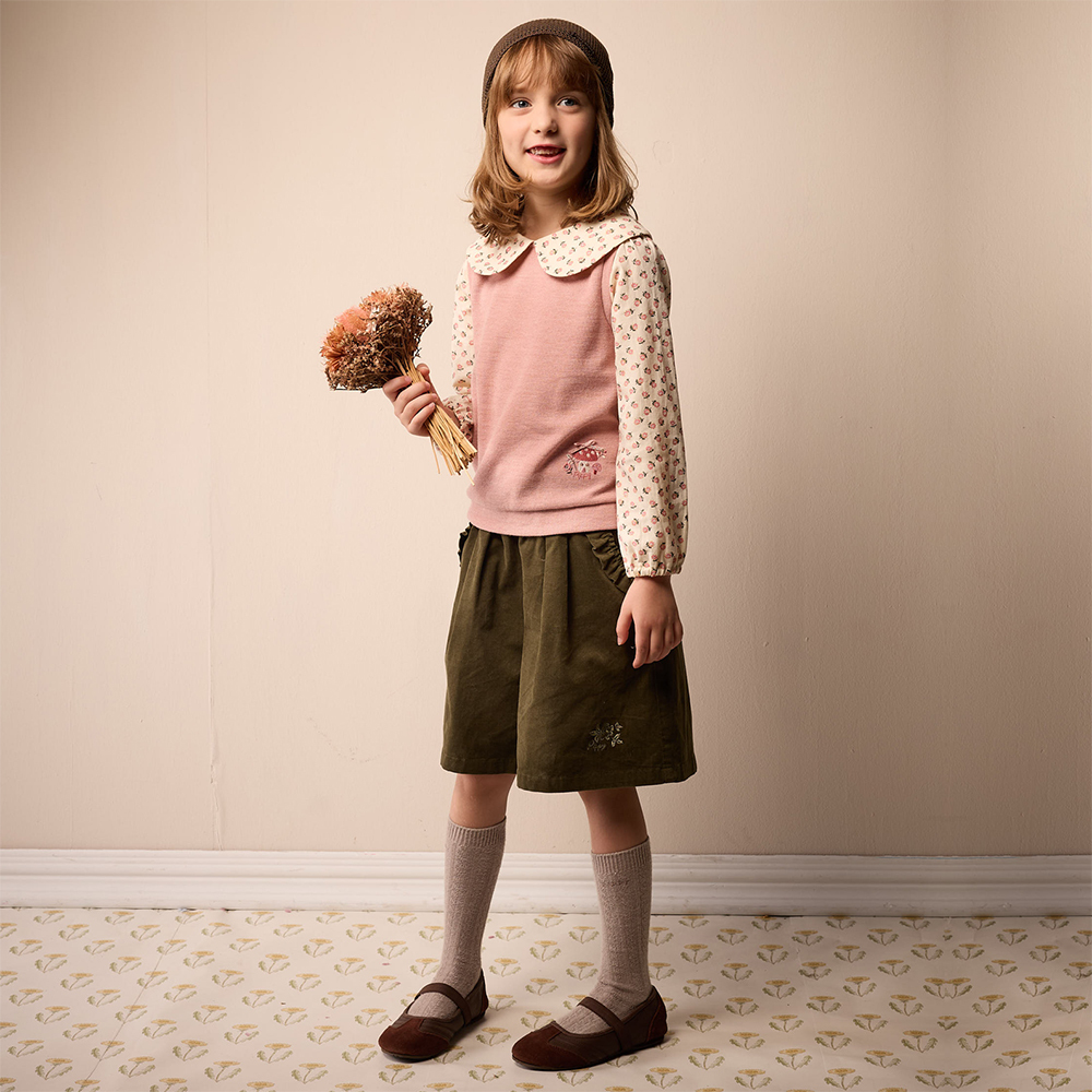 PIPPY 優雅A字鬆緊褲圍寬口褲裙 綠