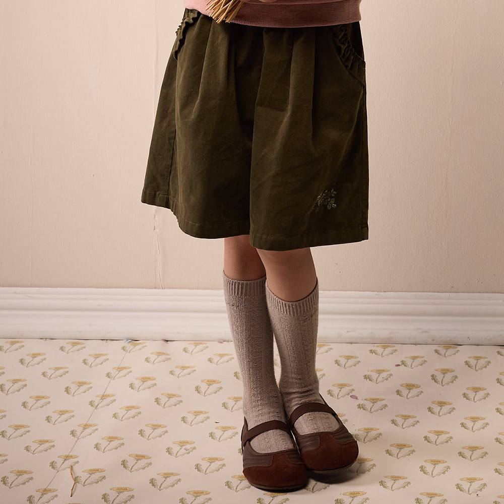 PIPPY 優雅A字鬆緊褲圍寬口褲裙 綠