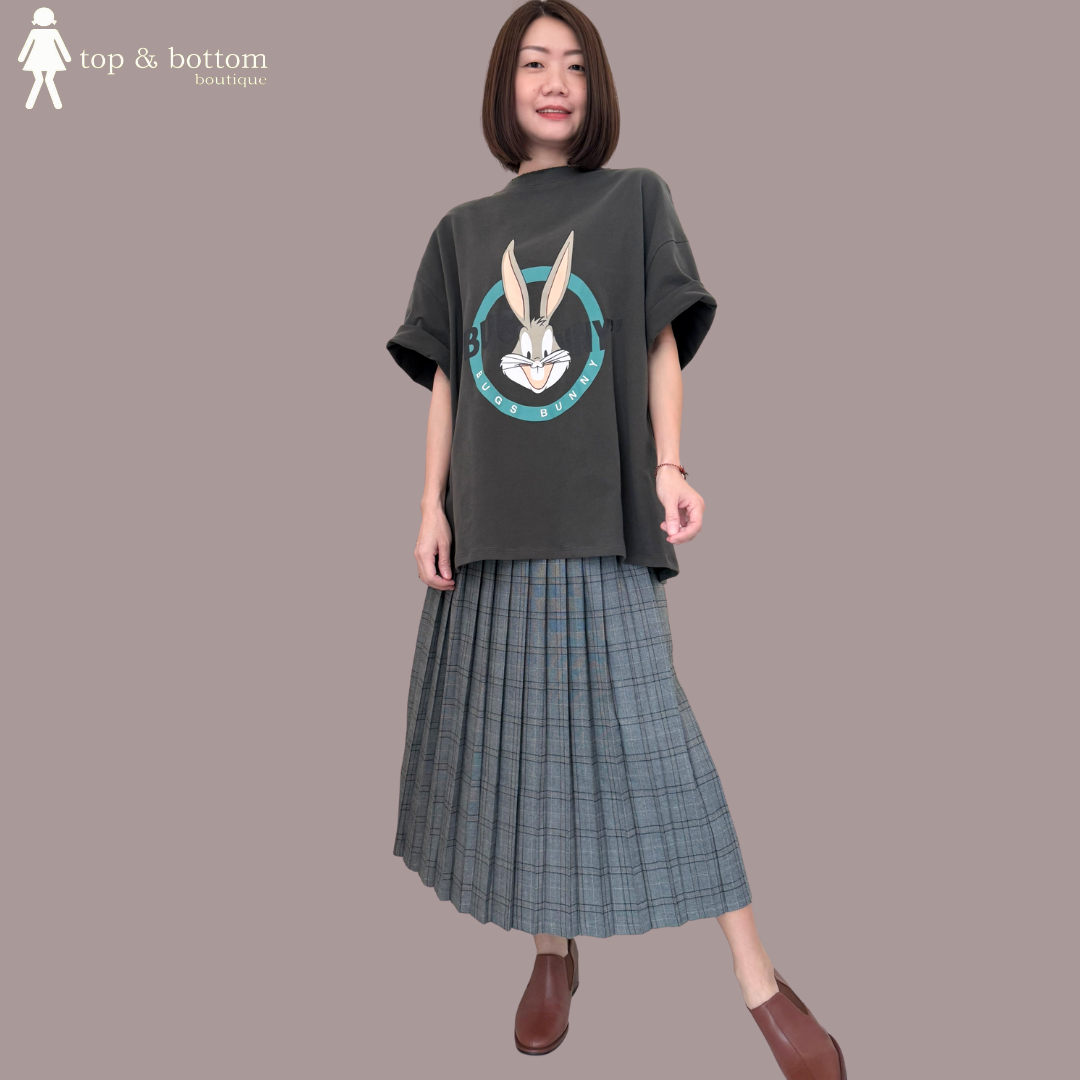 HIGH WAISTED PLAID PLEATED MIDI SKIRT