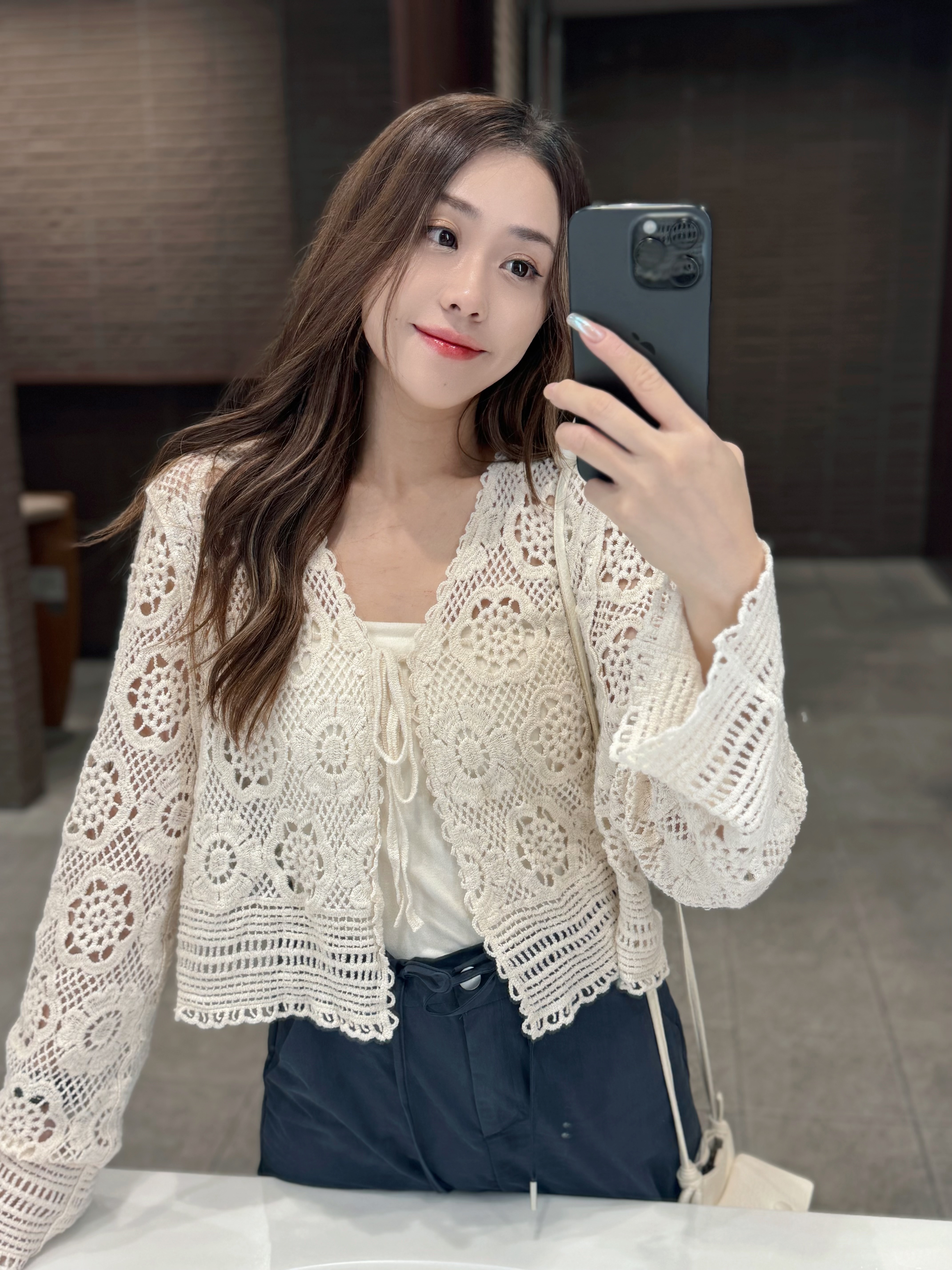 JK#7660🤍小印花精緻鉤織外套