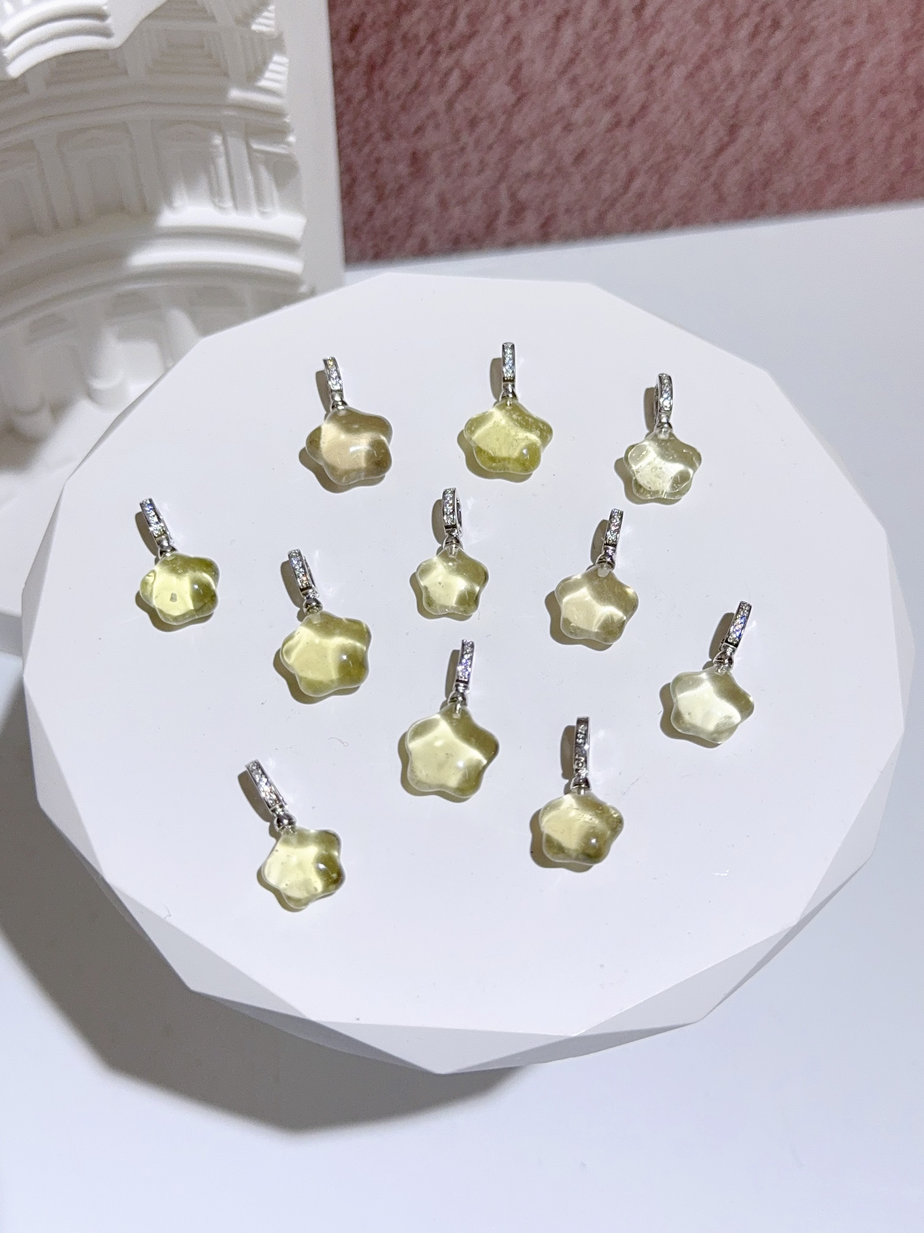 利比亞黃金隕石星星純銀隨意扣吊墜