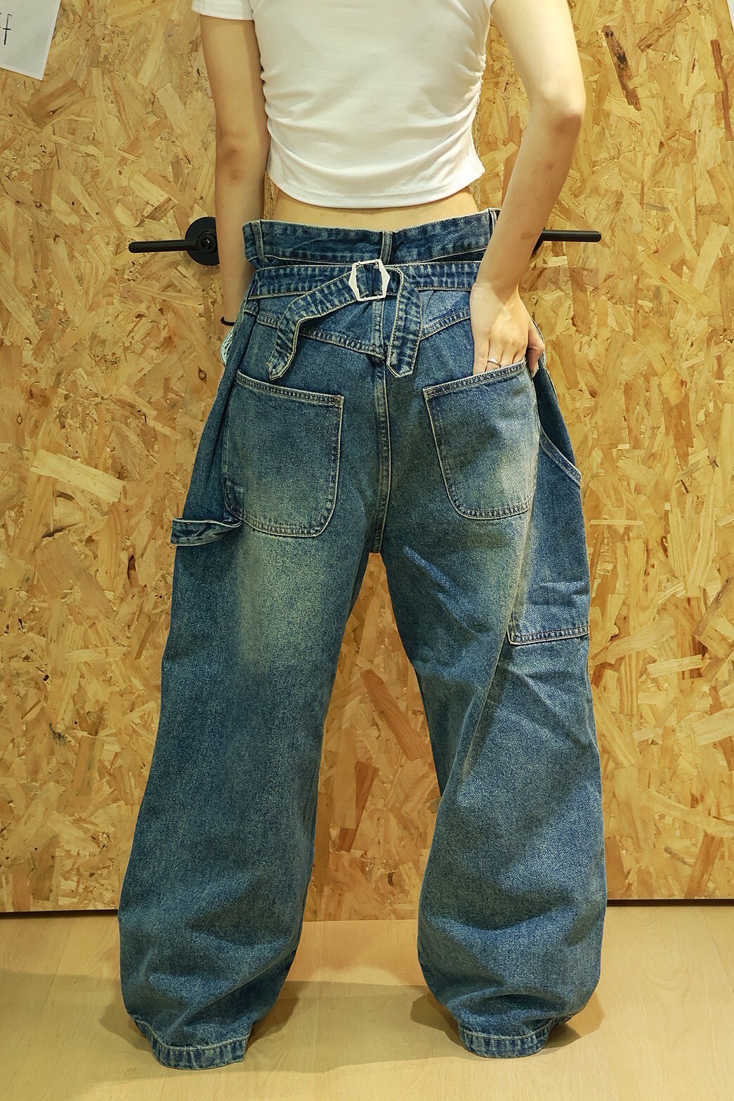 梯形 鉚釘 後調節 皮帶 #牛仔褲