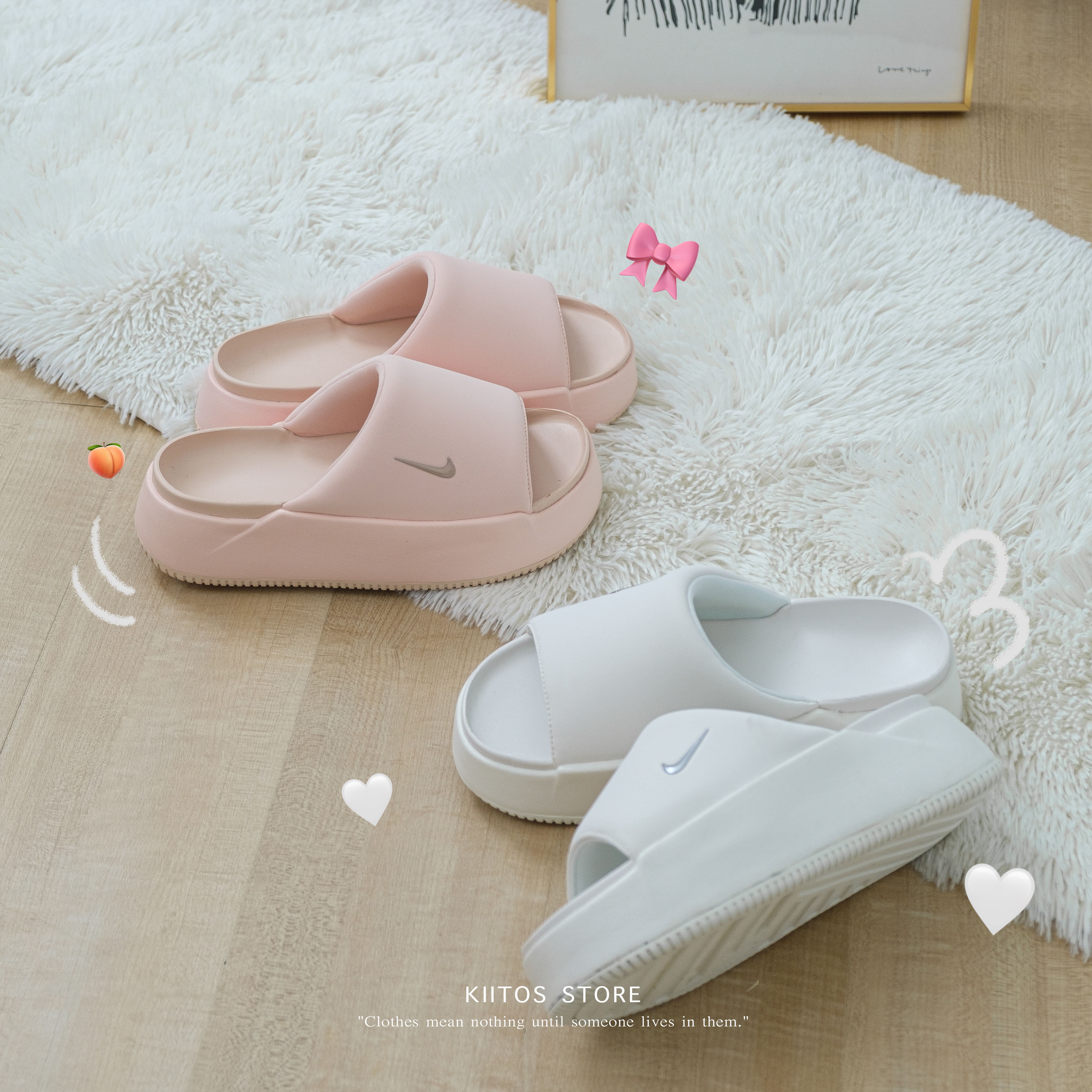 【現貨】Nike Calm Elevation 奶白 蜜桃粉 小勾 厚底 拖鞋 HJ5601-100 HJ5601-600