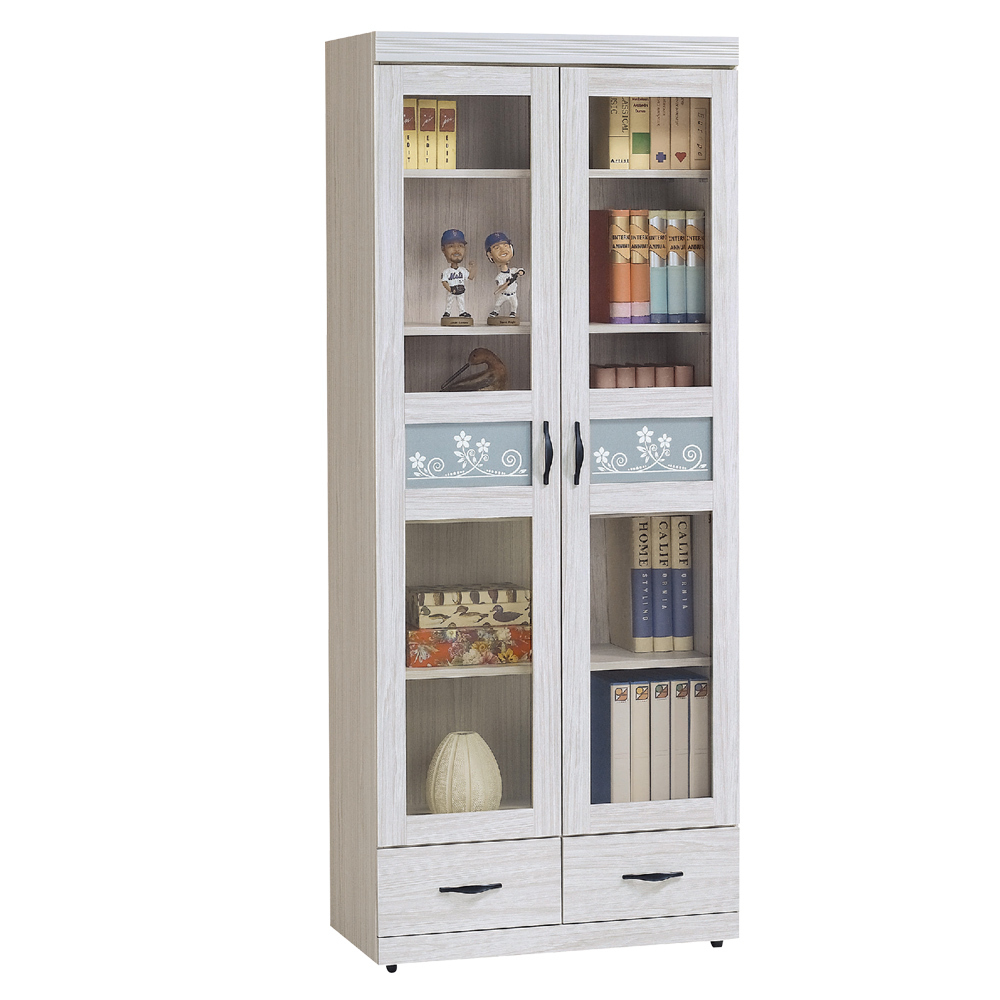 維卡斯2.7尺二門二抽書櫃/收納櫃/展示櫃