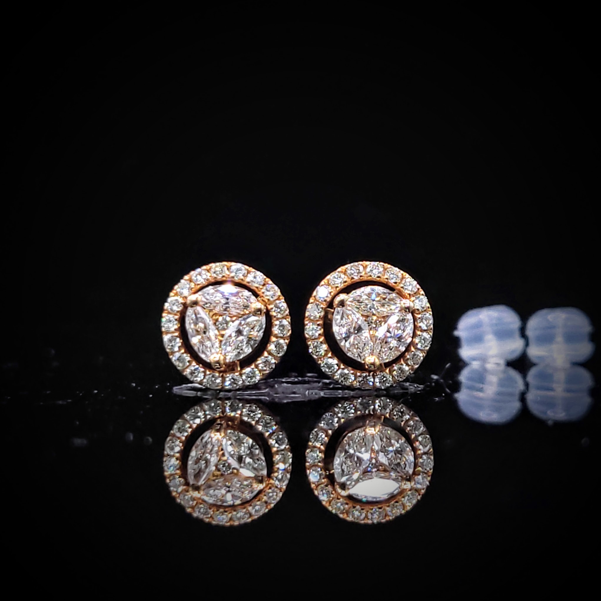 18K Rose Gold 0.76ct Diamond Earrings with Jacket