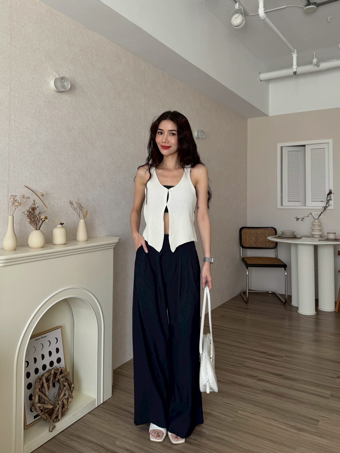 前打摺高腰西裝寬褲