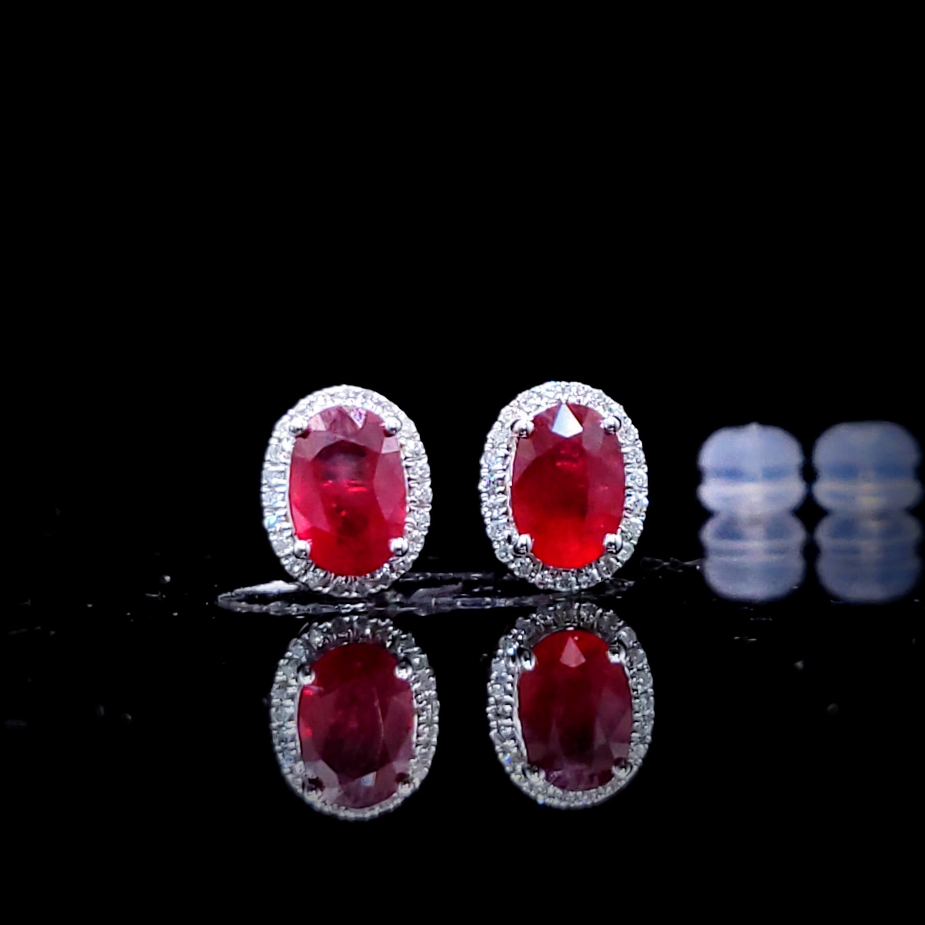 18K White Gold 1.93ct Ruby and Diamond Earrings