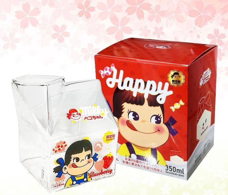 板橋院｜牛奶妹創意牛奶盒玻璃杯（草莓款｜日系少女風）