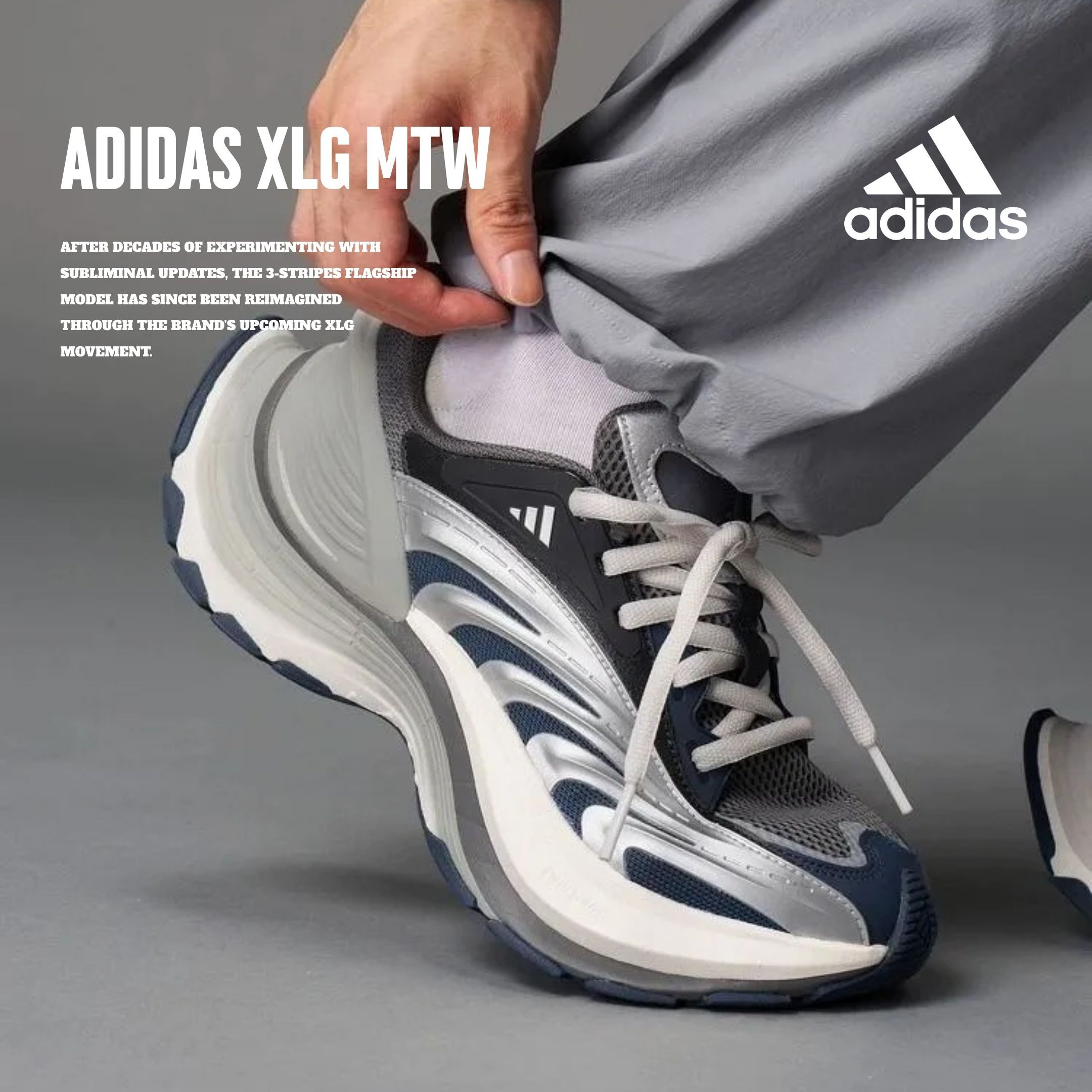 NICEDAY 代購 Adidas XLG MTW Silver Grey Blue 灰銀 復古 機甲鞋 海軍藍 深藍 老爹鞋 KJ9043