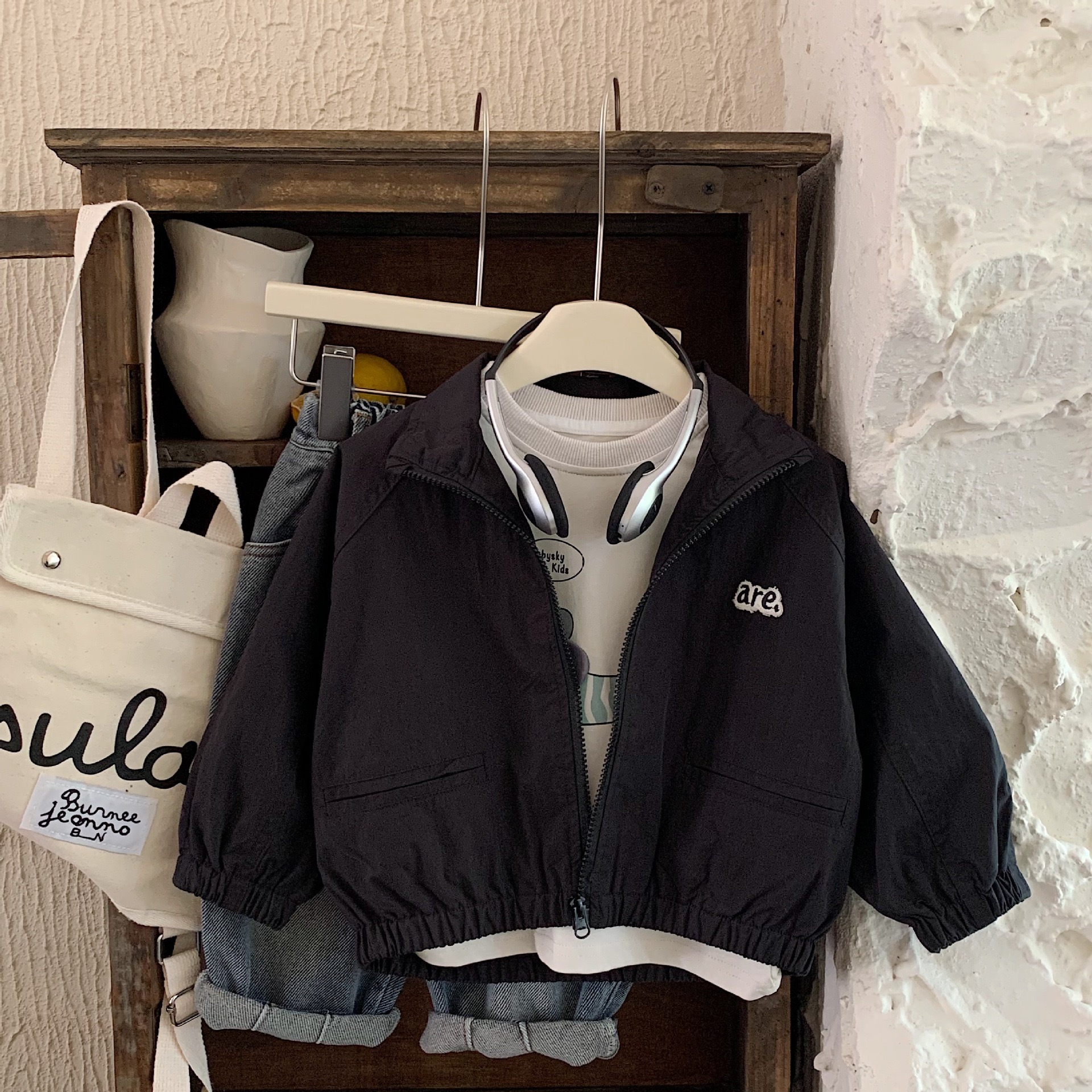 現貨100、110 黑色｜ＡＲＥ 素面外套  ꒱   ＊圈毛