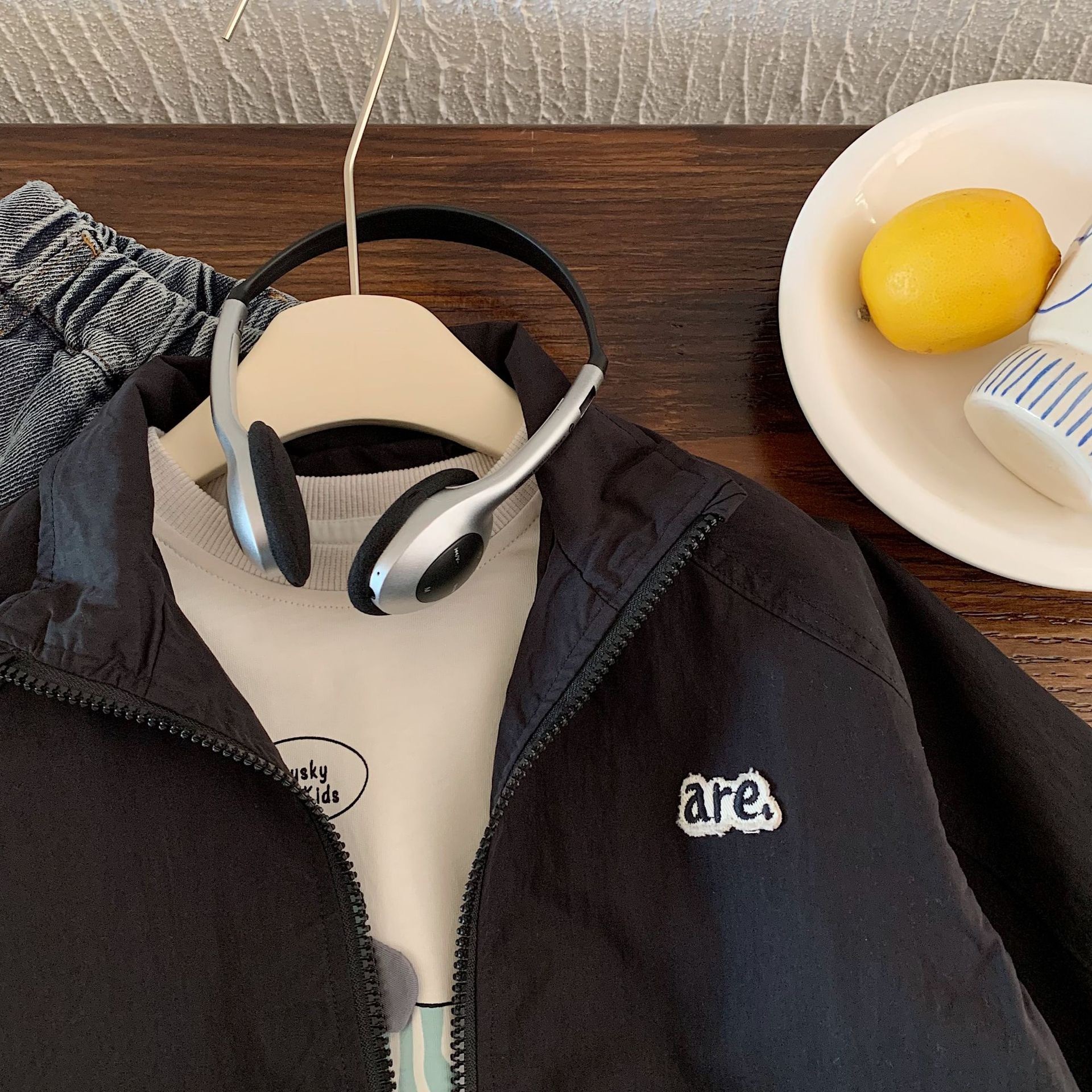 現貨100、110 黑色｜ＡＲＥ 素面外套  ꒱   ＊圈毛