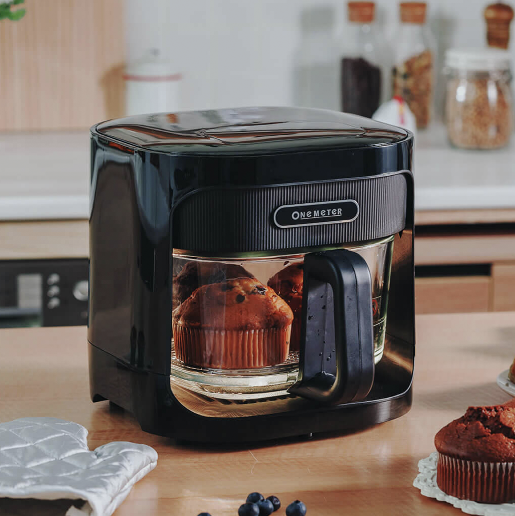 【 one-meter 】玻璃氣炸鍋 (黑)