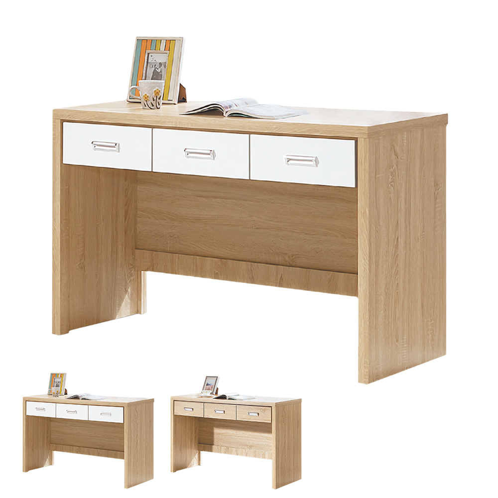 賈斯汀4尺簡約三抽書桌/工作桌(兩色可選)