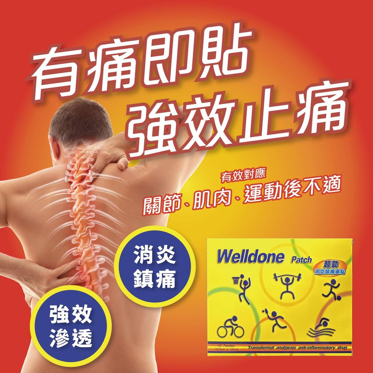 WELLDONE PATCH  30MG - 超勁消炎鎮痛藥貼 10片裝