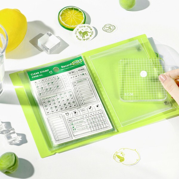 BGM 透明水晶印章收納文件夾: 蜜瓜色