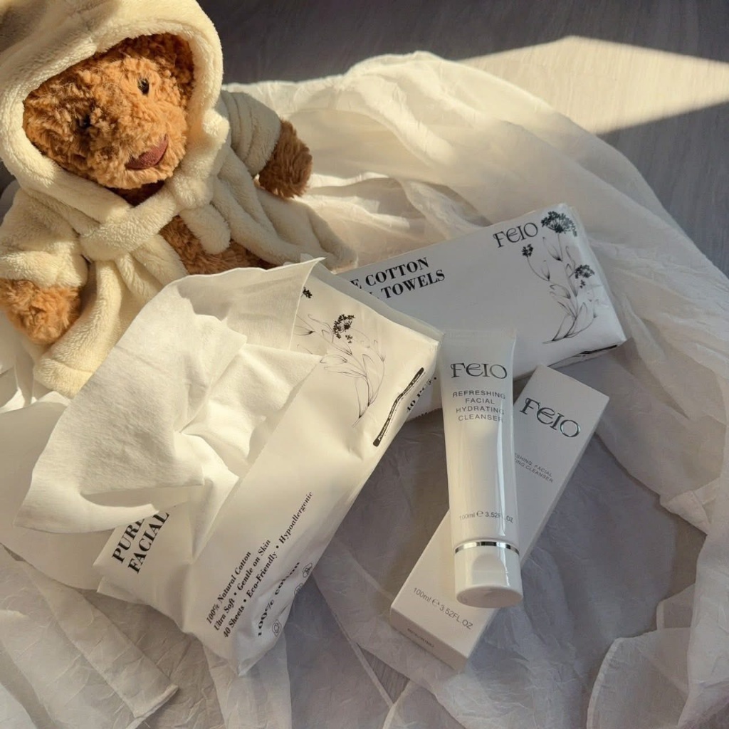 (預購商品 8/29收單) 澳FEIO新品組合 水潤氨基酸潔面乳100ml+純棉加厚洗臉巾40抽