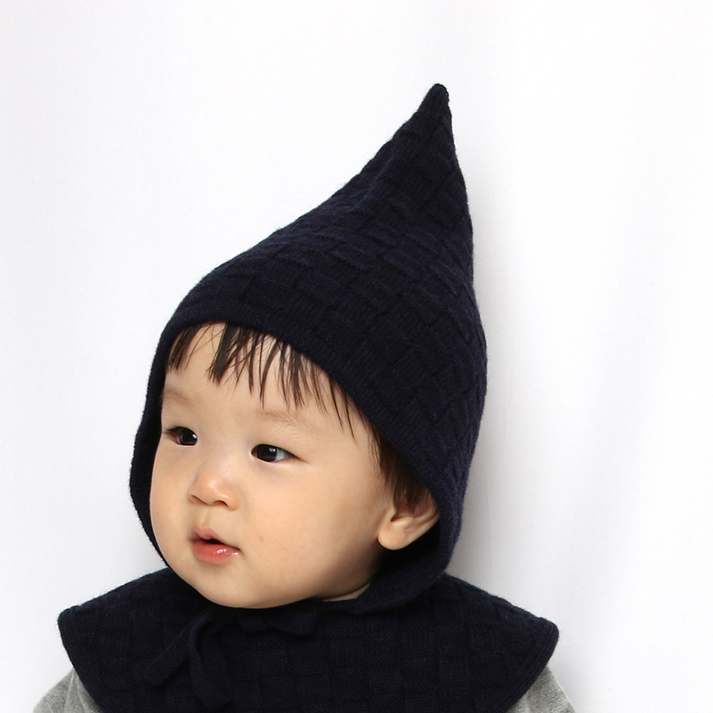 COFUCU 羊毛籃格編織精靈帽