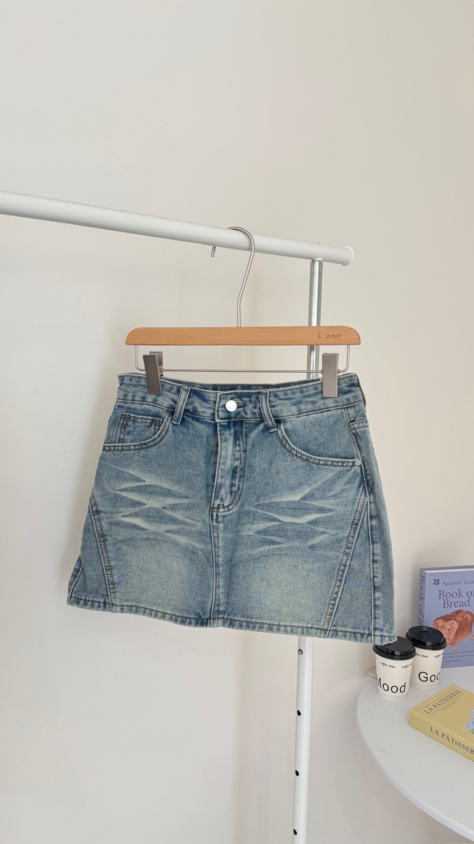 貓鬚紋牛仔短裙