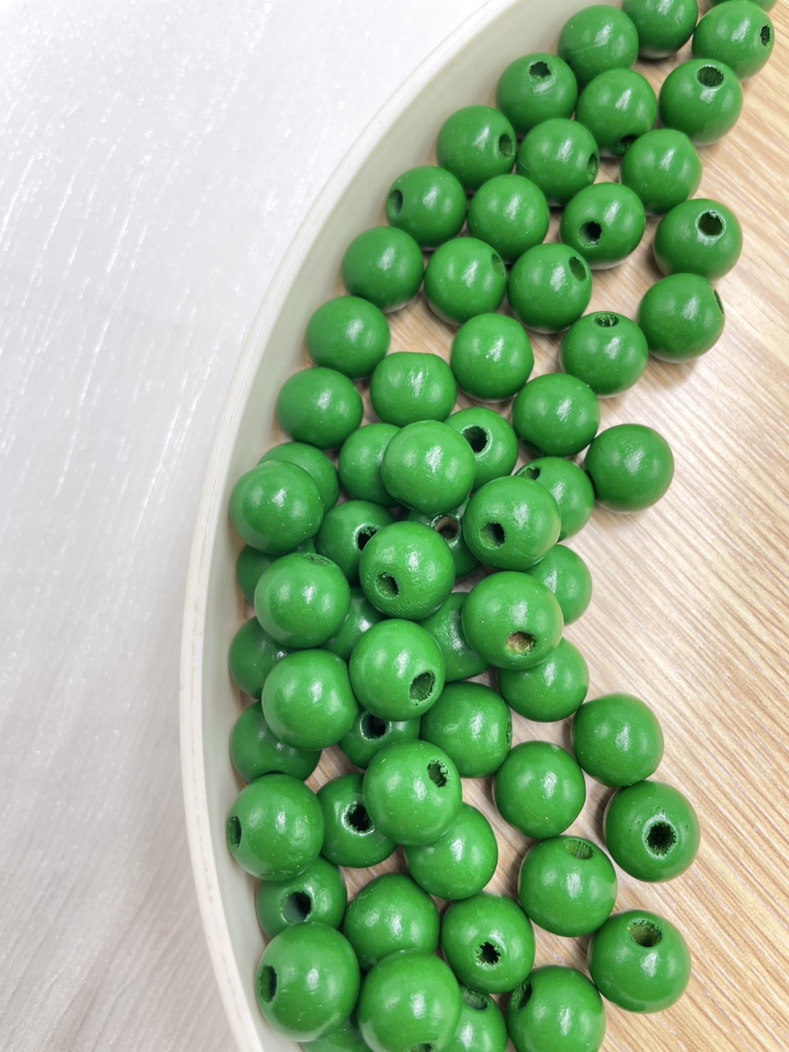N小-綠色木珠100顆12mm