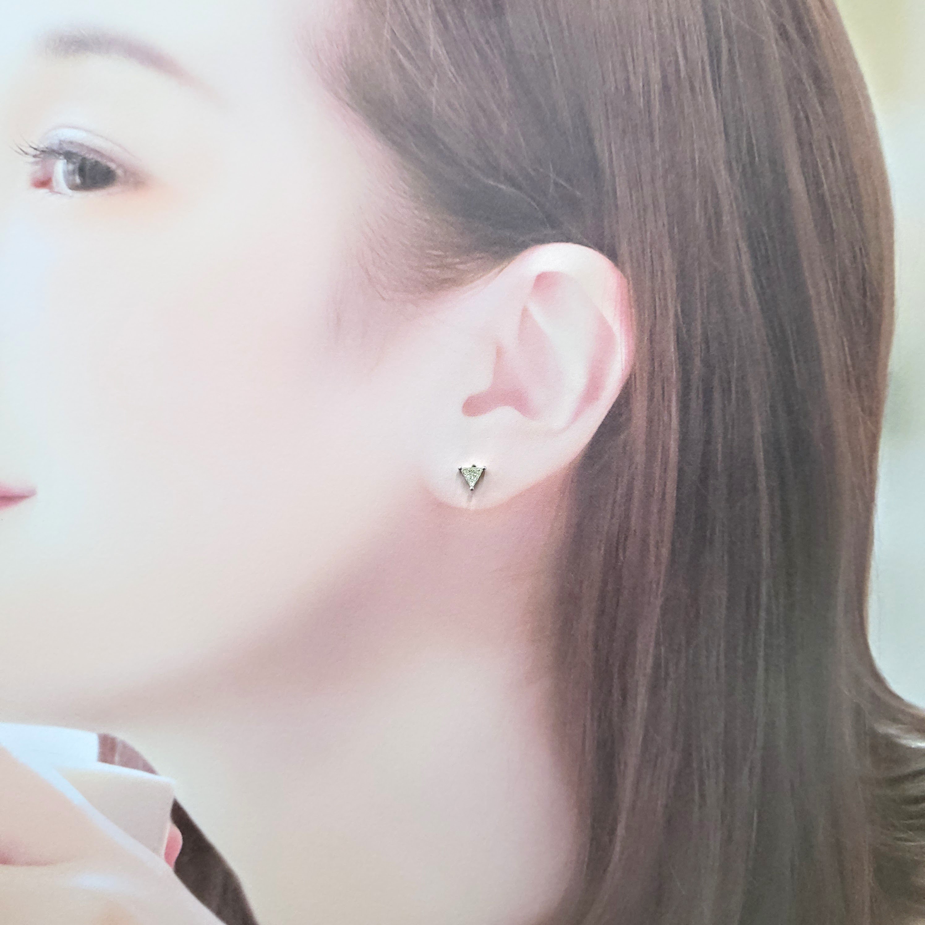 全新18K白金【主石52份三角鑽石】耳環