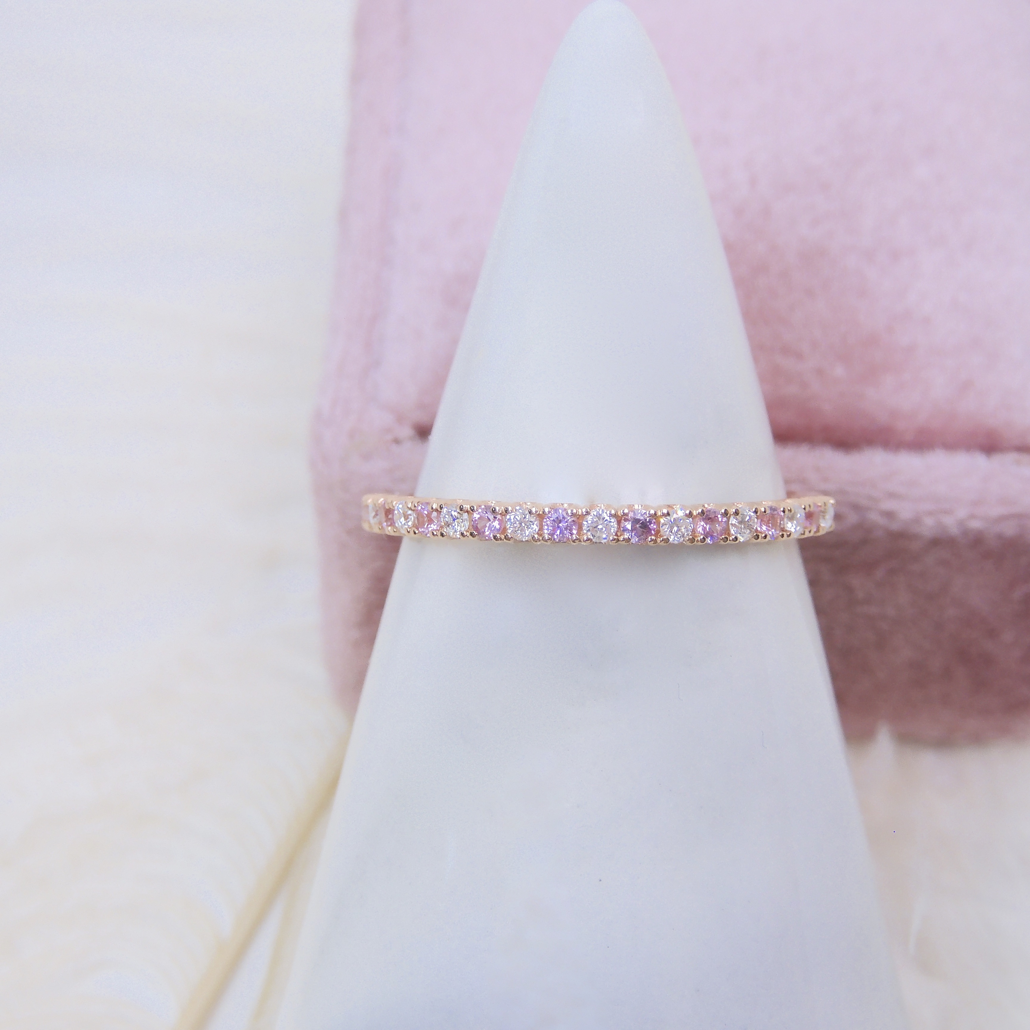 訂製 18K金 0.17ct 粉色藍寶石戒指