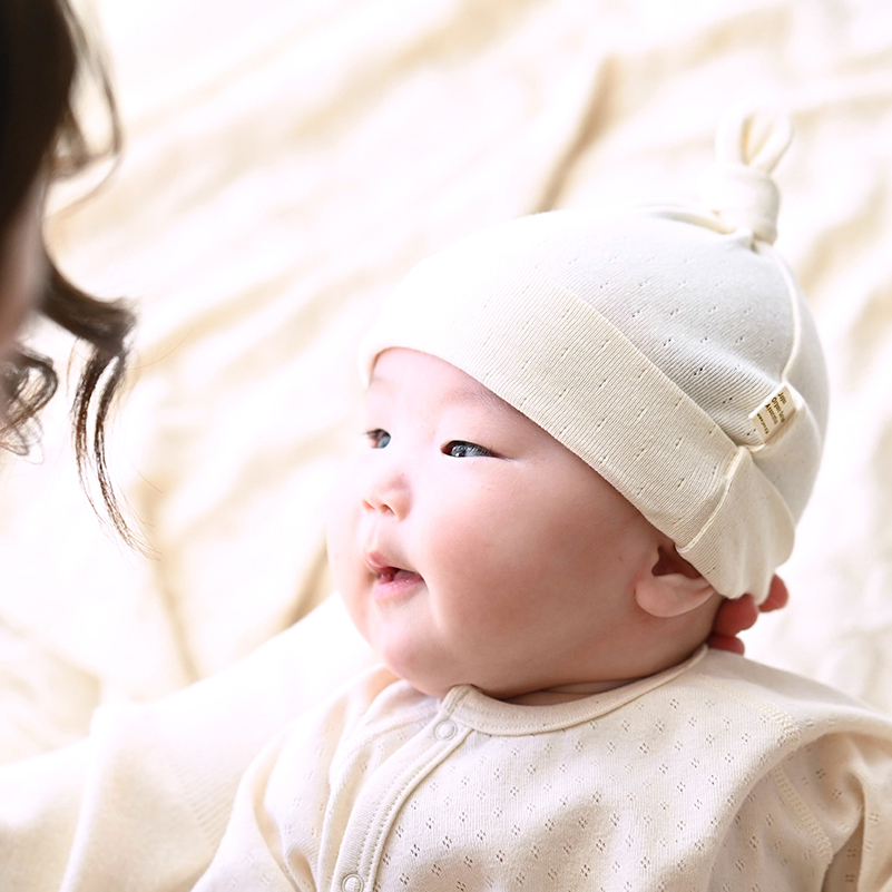 COFUCU 鏤空花紋有機棉寶寶帽