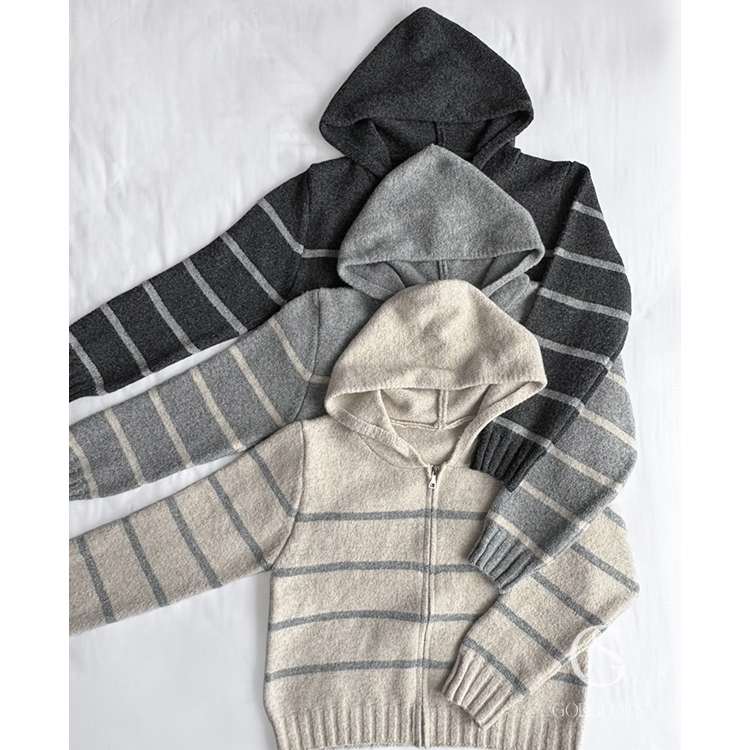 D105 現貨「高磅軟糯糯條紋保暖外套」