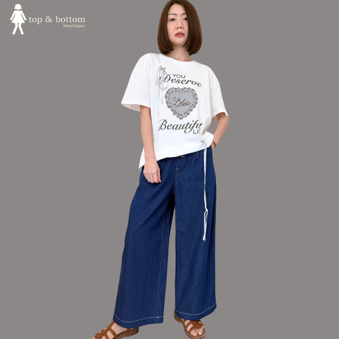 WORDING & 3D RIBBON OVERSIZE TEE