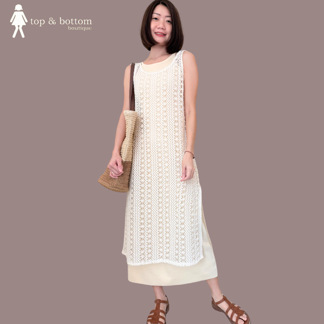 CROCHET SLEEVELESS SHIFT DRESS