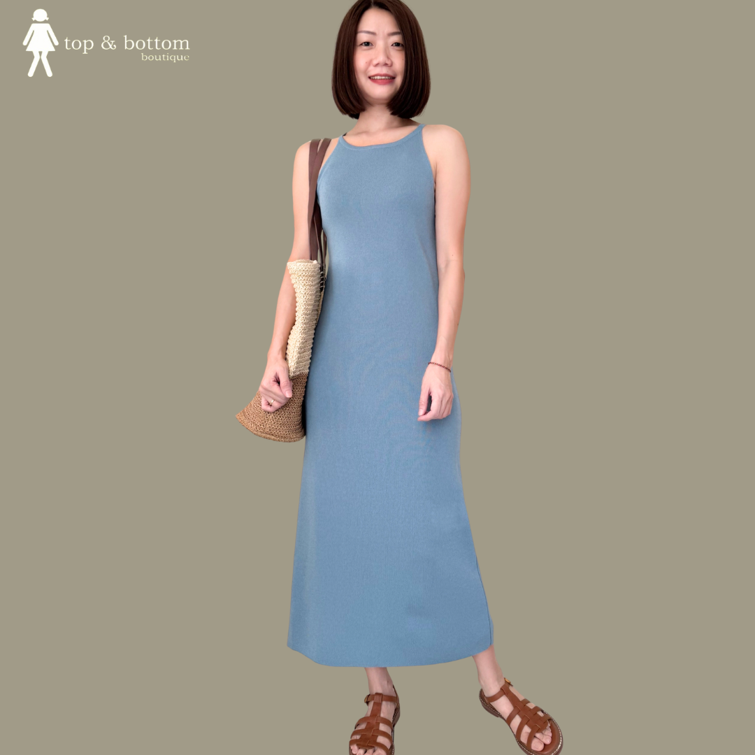 HALTER NECK KNIT LONG DRESS