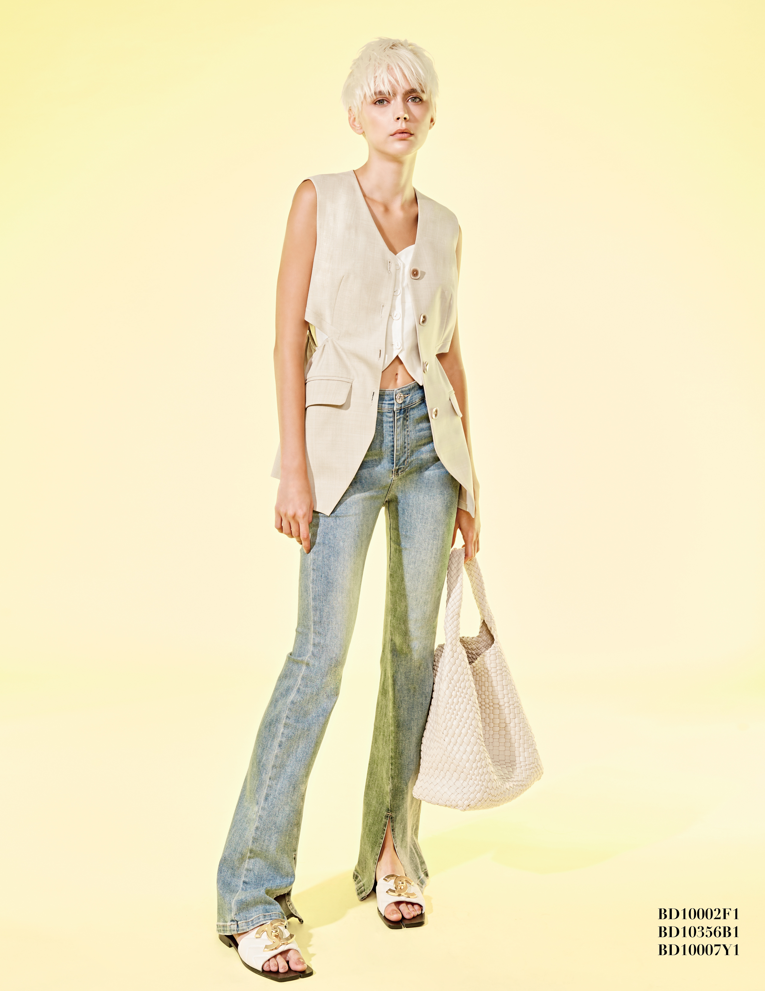 BD10007Y1 巴特羅水波舞亞麻挖空收腰長馬甲