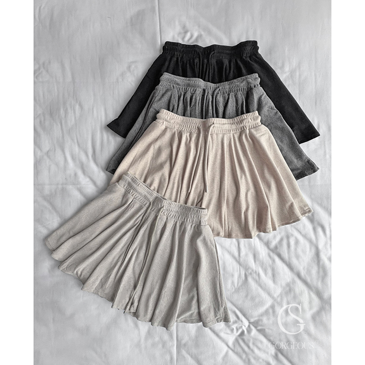 D34 現貨「天絲糯糯百褶褲裙」