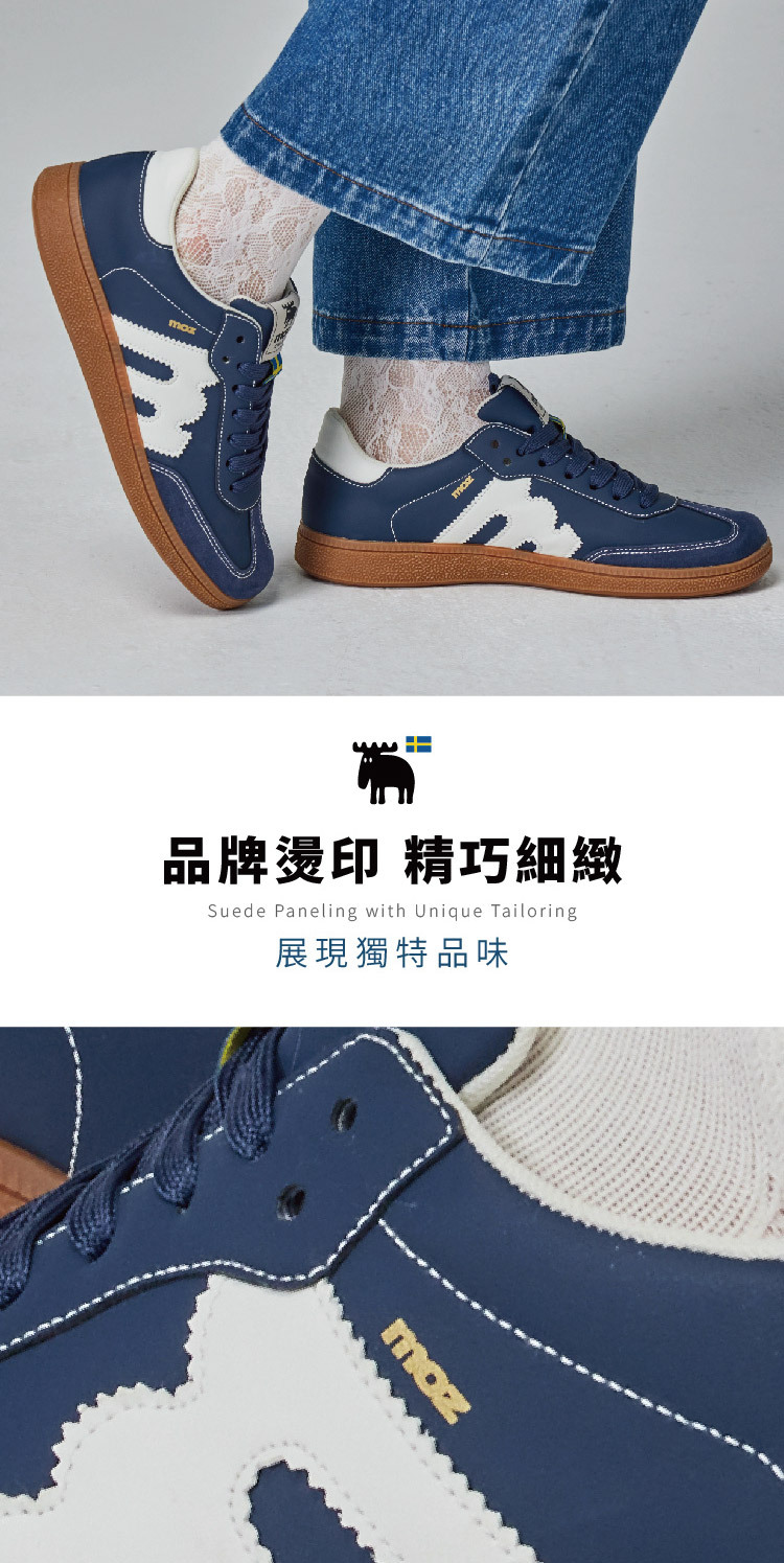moz瑞典駝鹿經典再現復古德訓鞋(復古藍)