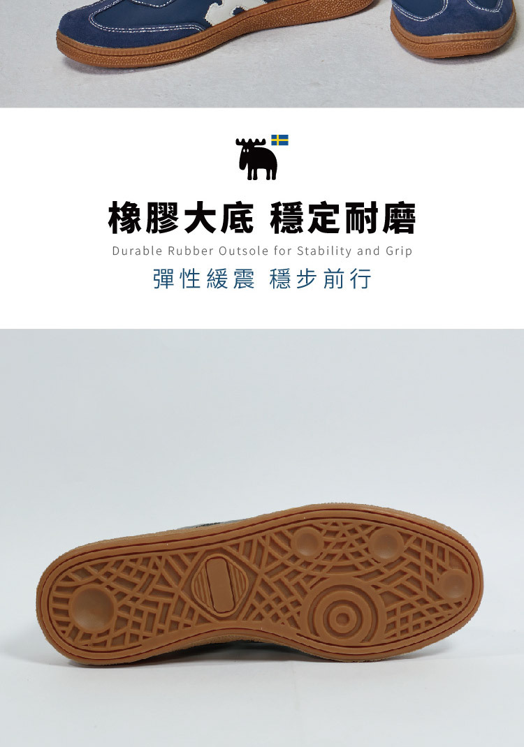 moz瑞典駝鹿經典再現復古德訓鞋(復古藍)