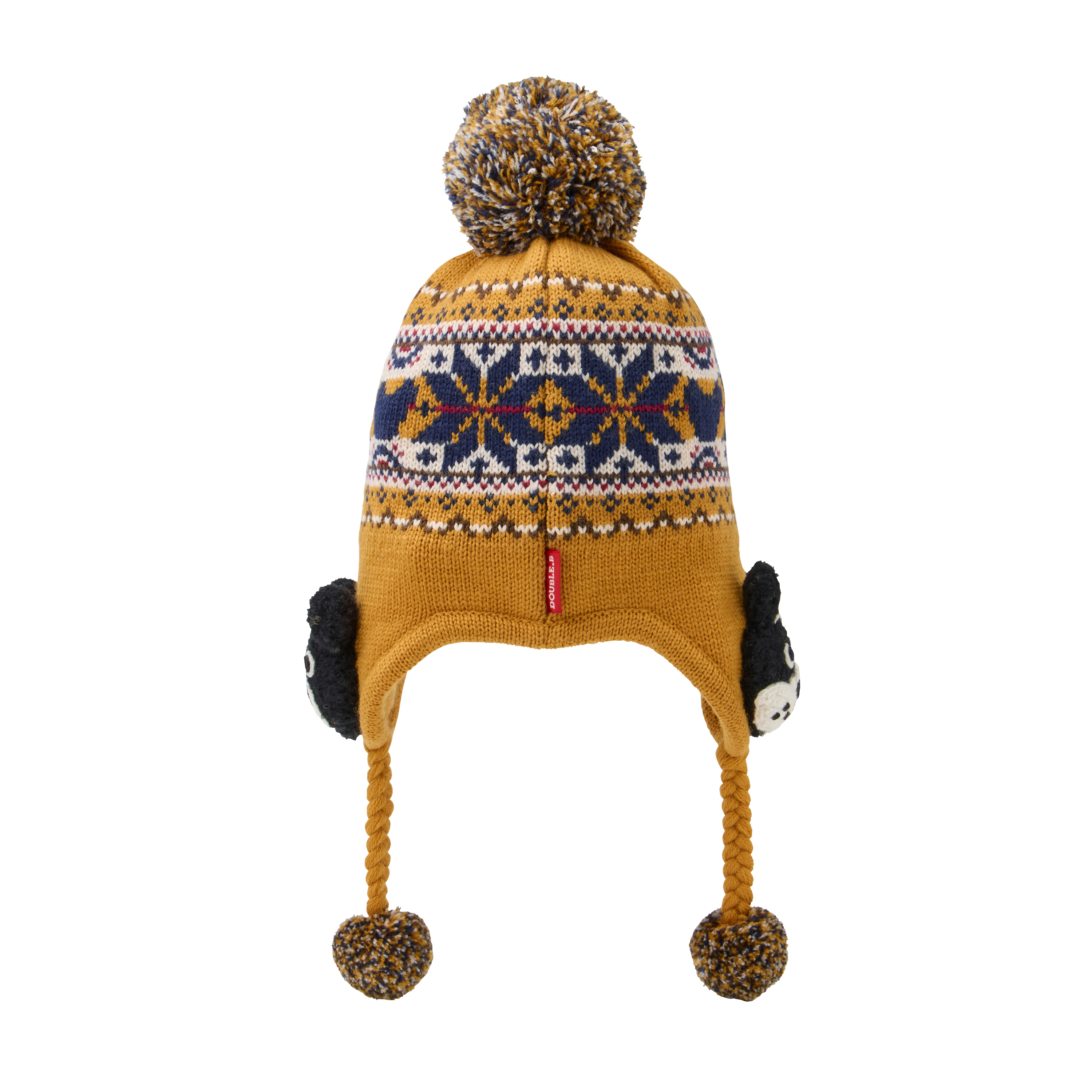 DOUBLE_B 編織遮耳毛帽-芥末色