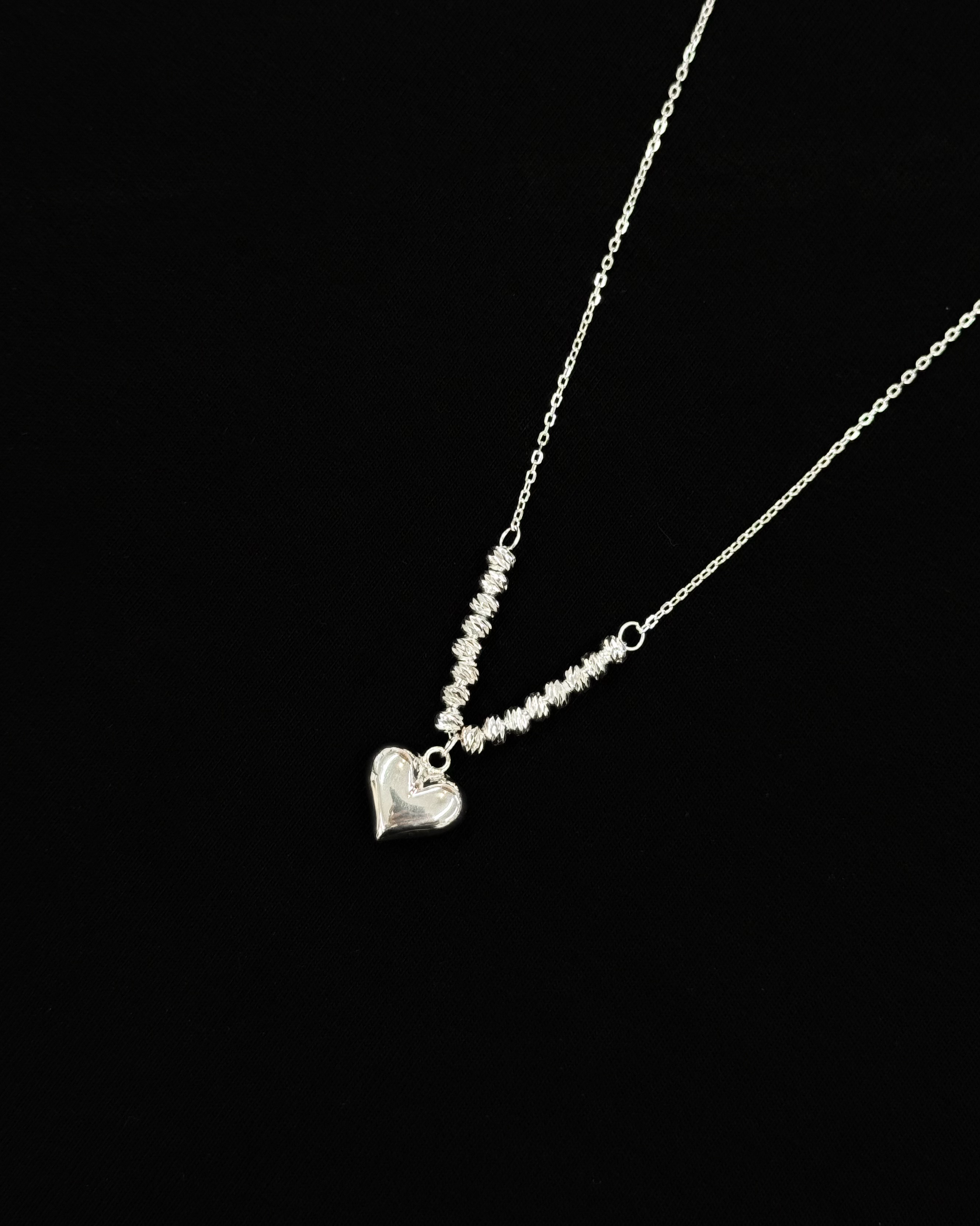 925純銀拼鏈心心吊墜頸鏈