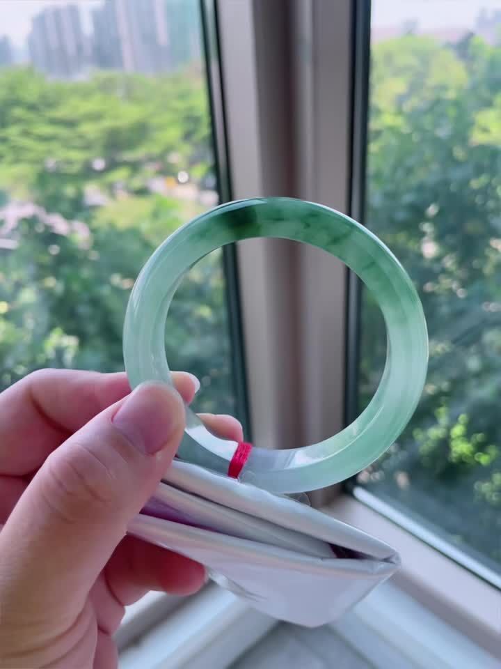 冰飄花翡翠正圈手鐲,天然翡翠A玉, 緬甸玉, Jade, Jadeite