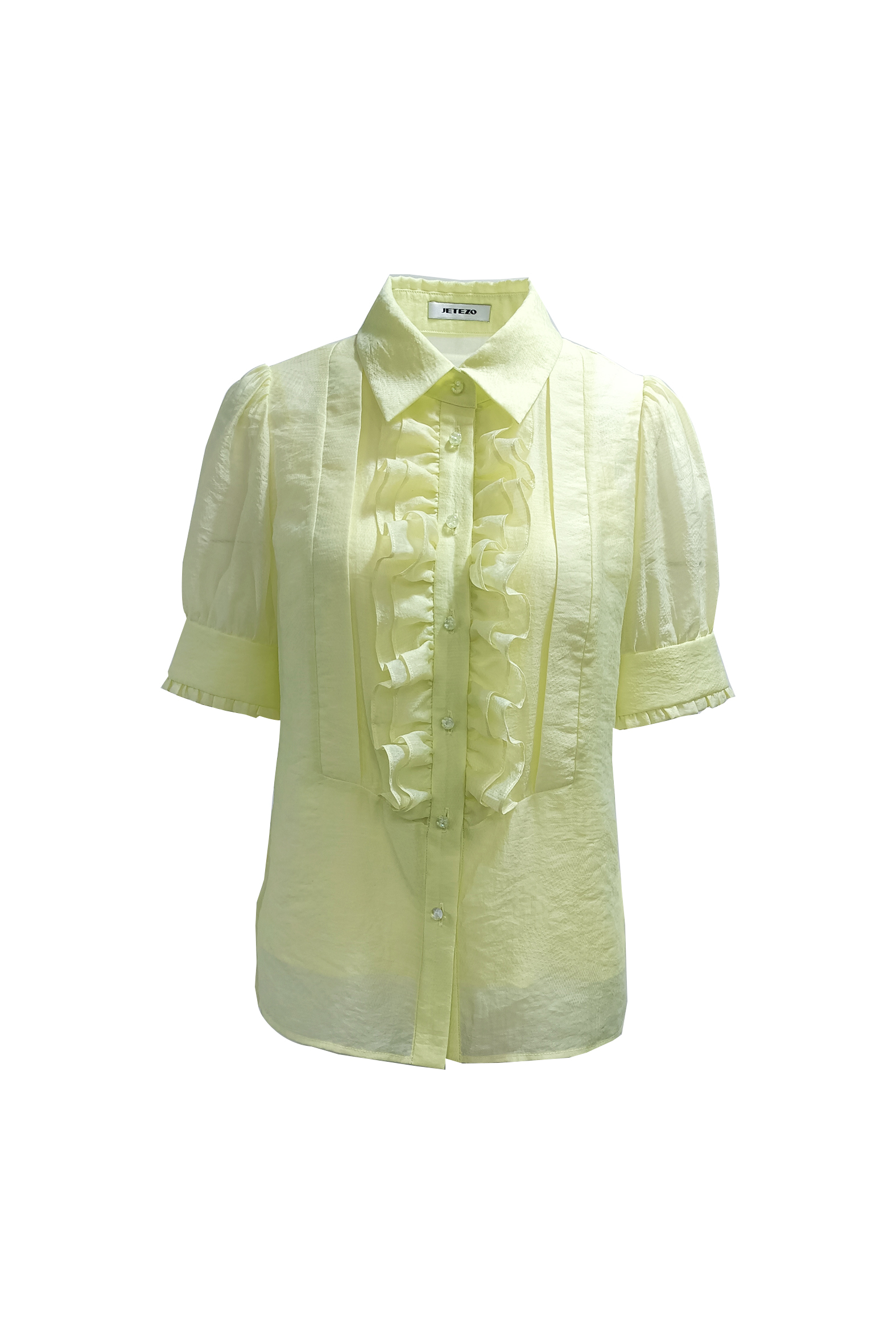 BD10156A1 光之森林荷葉前襟泡袖短衫