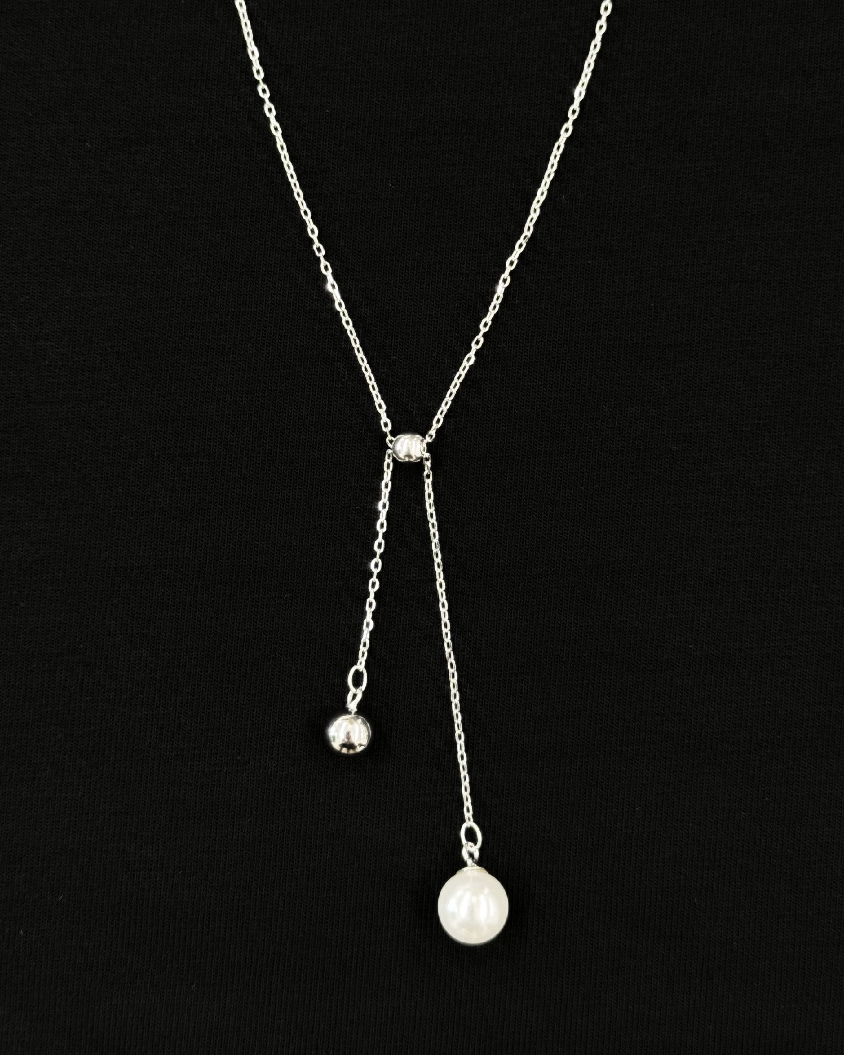 925純銀雙吊珠可調頸鏈