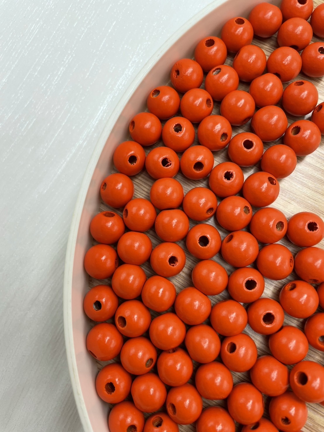 N小-橘色木珠100顆12mm